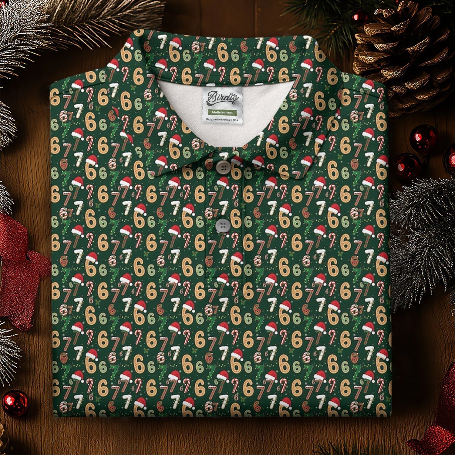Six Seven Funny Christmas Green Golf Tops For Women, Christmas Golf Shirt, Women Golf Apparel