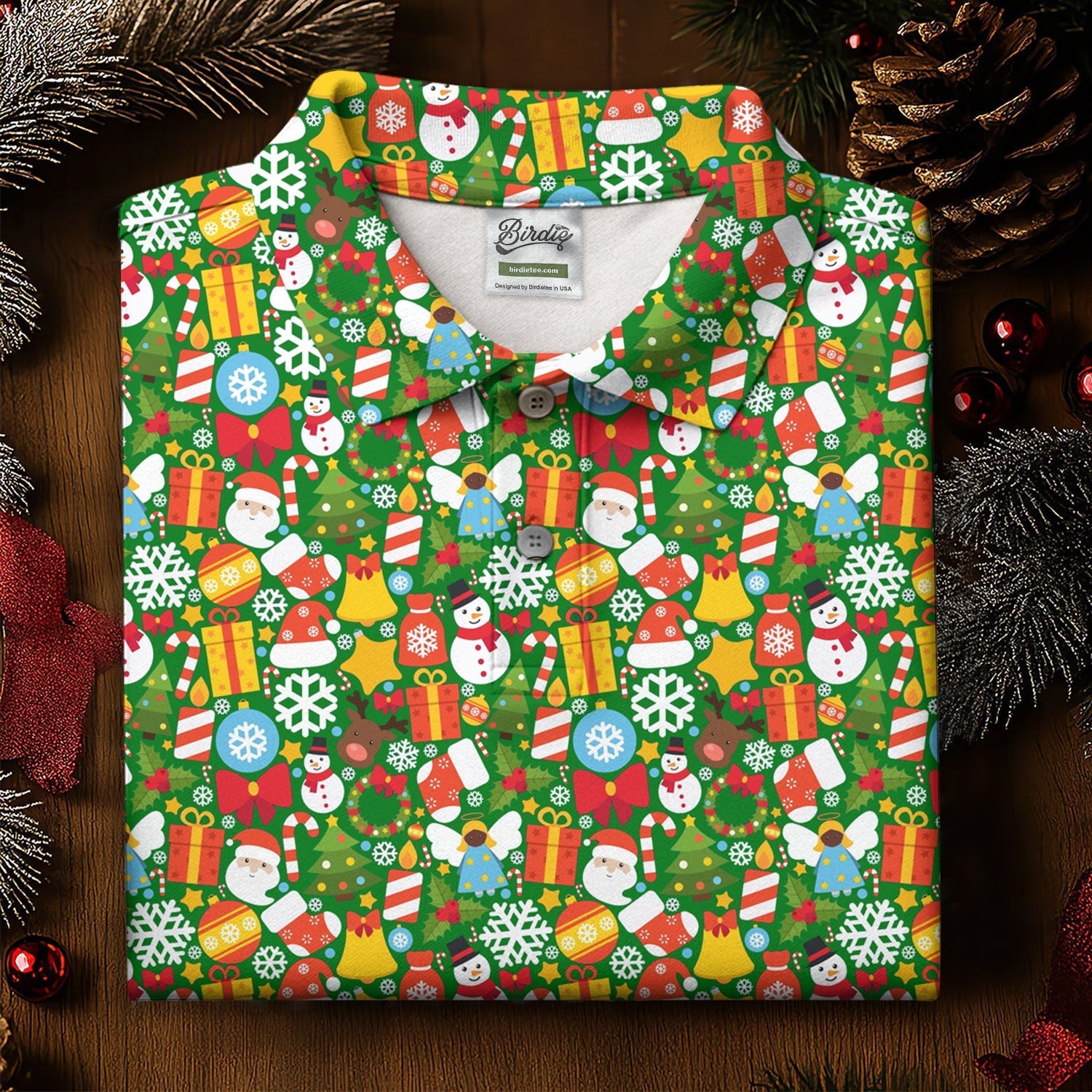 Festive Christmas Green Golf Shirt, Christmas Golf Shirt, Ladies Golf Shirts, Golf Gifts For Women, Golfing Apparel