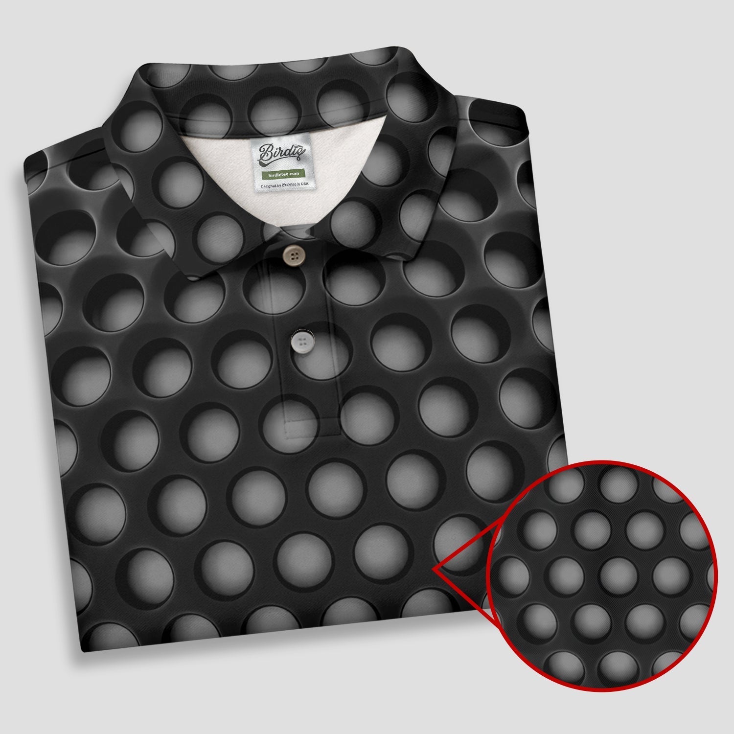 3D Effect Circular Pattern Black Golf Shirt, Cool Golf Outfit, Women Golf Top, Ladies Golf Shirts