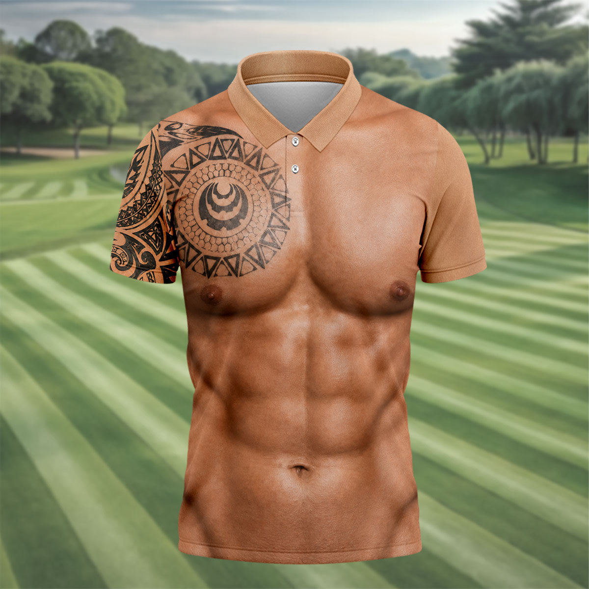 Funny Muscle Body Tattoo Print Golf Shirt, Funny Golf Shirt, Men's Golf Shirt, Polo Shirts For Men