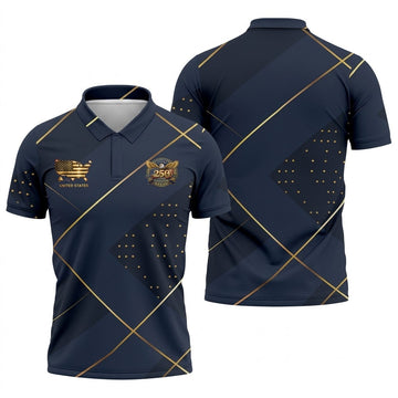 Bald Eagle 250 Years Anniversary Navy Patriotic Golf Shirt, 4th Of July Golf Shirts For Men