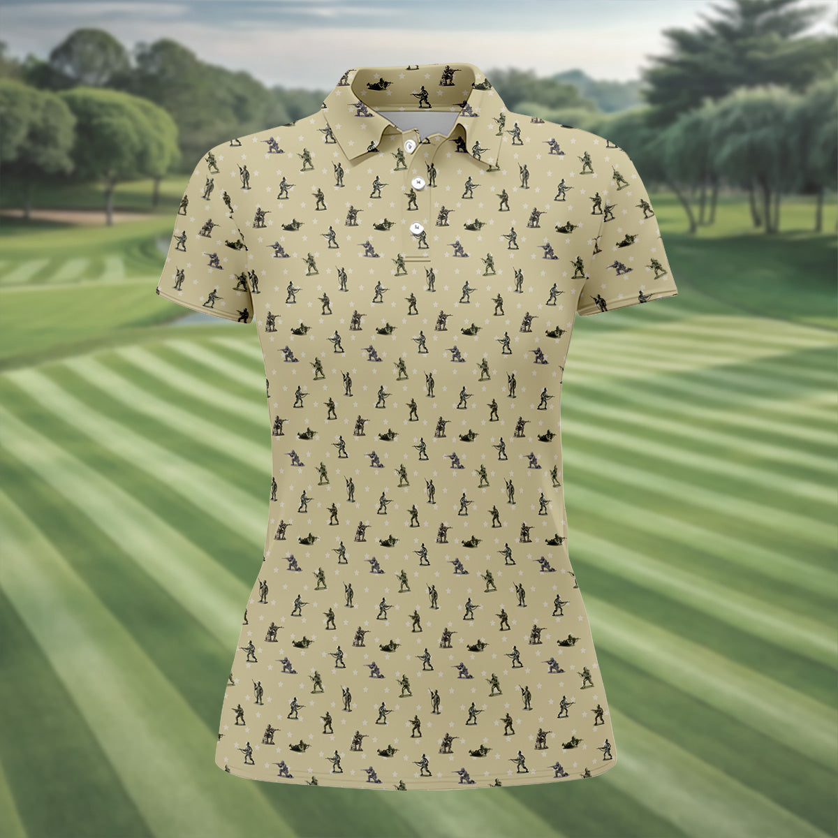 Veteran Khaki Women's Golf Tops, Gift For Veteran, Veterans Day Gift, Ladies Golf Shirts