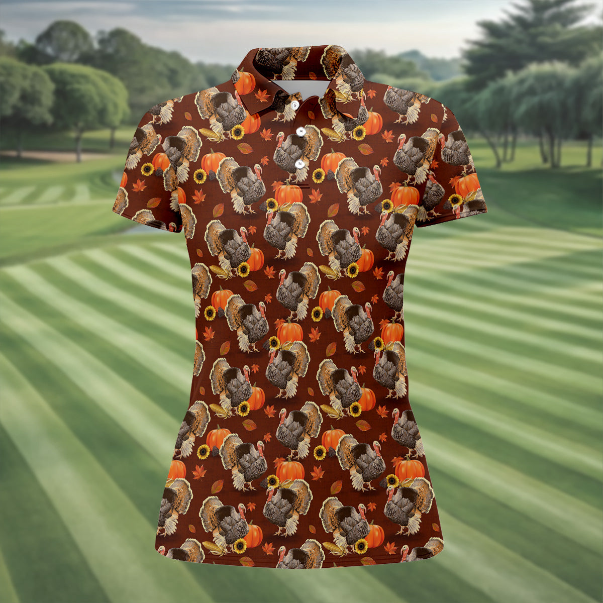Thanksgiving Day Autumn Turkey Golf Shirt, Women Golf Top, Ladies Sleeveless Tops, Women's Golf Shirts