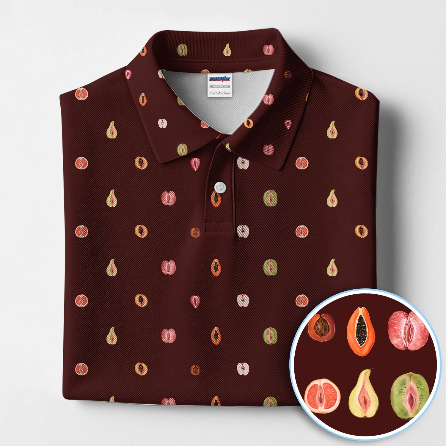 Fruits Abstract Pattern Golf Shirt, Crazy Golf Polos For Golfer, Golf Gift For Men