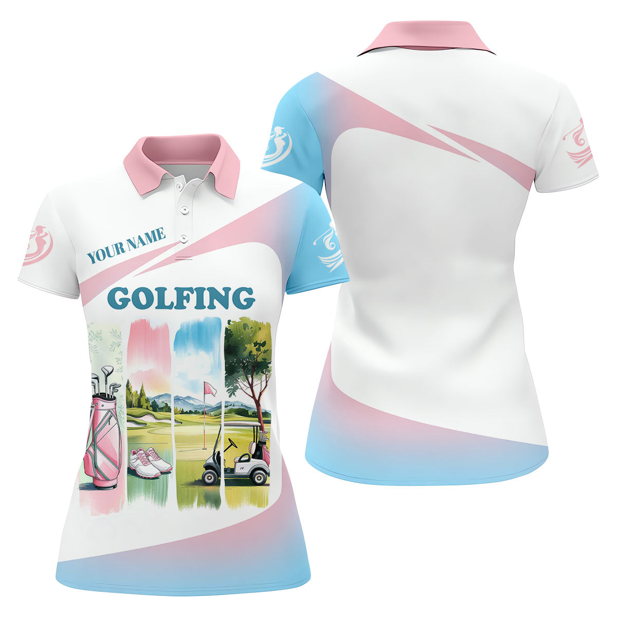 Watercolor Funny Womens Golf Polo ShirtLadies Golf Shirt, Mothers Day Gifts