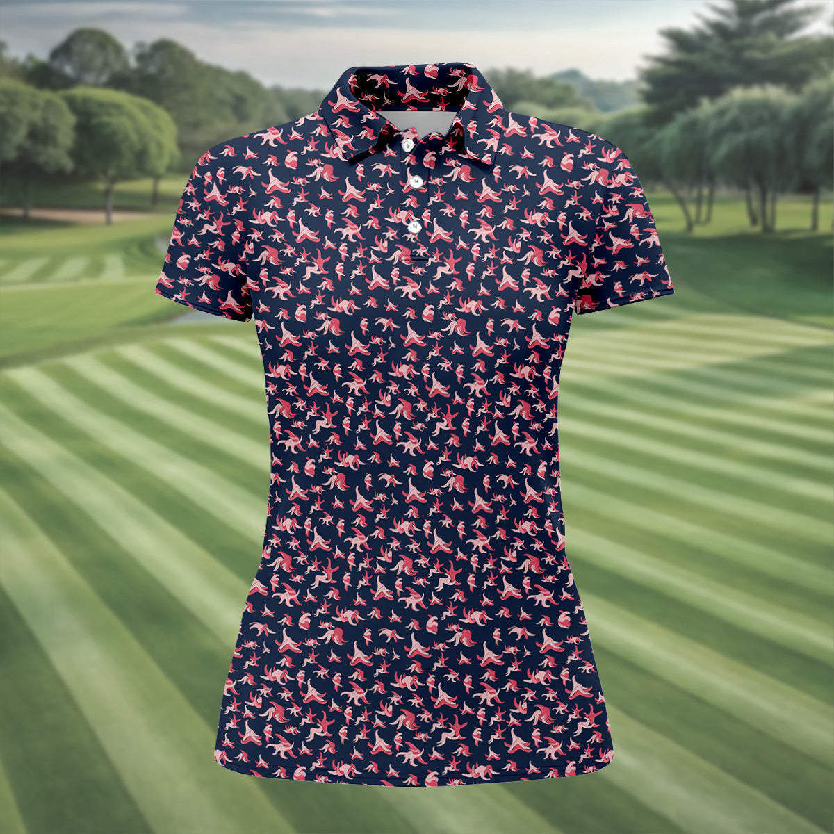 Funny Starfish Naughty Position Black And Pink Women's Golf Tops, Valentines Golf Gift, Golf Gift For Ladies