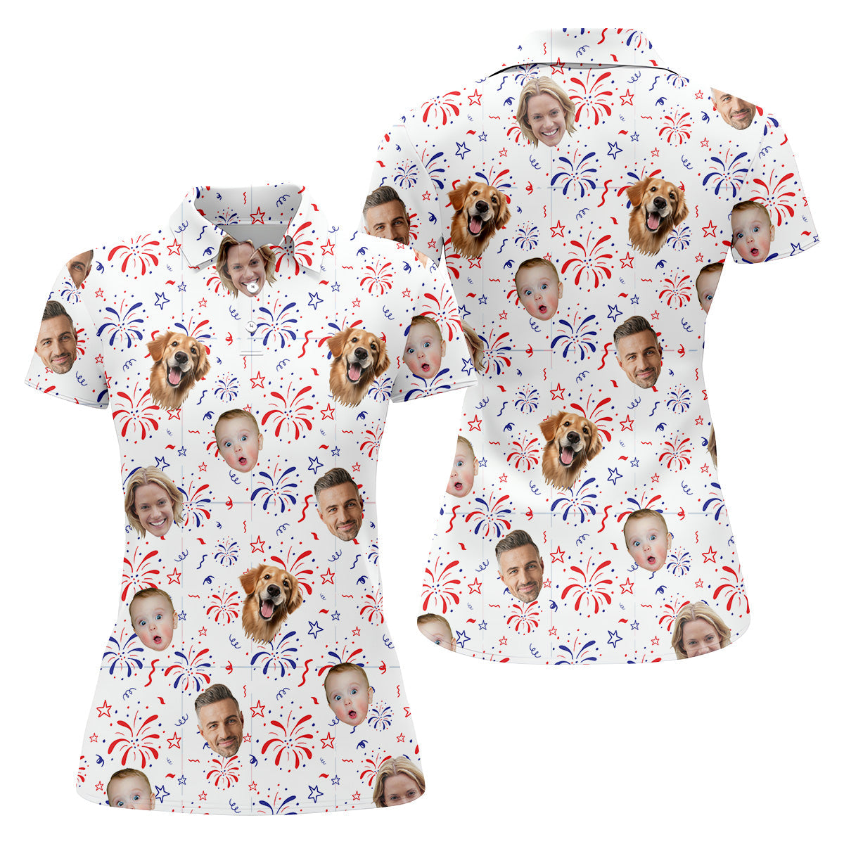 Golf Tops For Women, Patriotic Golf Polos, Custom Face Shirt, Long Sleeve Golf Shirts, Family Portrait Golf Shirt, Golf Shirt Gift For Women