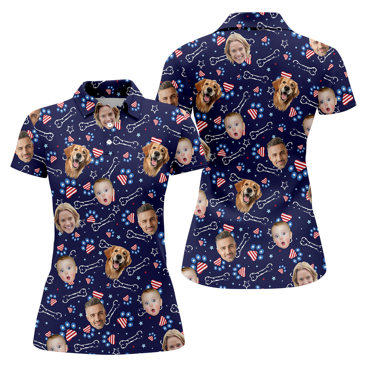 Custom Dog Shirts, Golf Tops For Women, Custom Face Shirt, Family Portrait Golf Shirt, Patriotic Golf Polos, Long Sleeve Golf Shirts