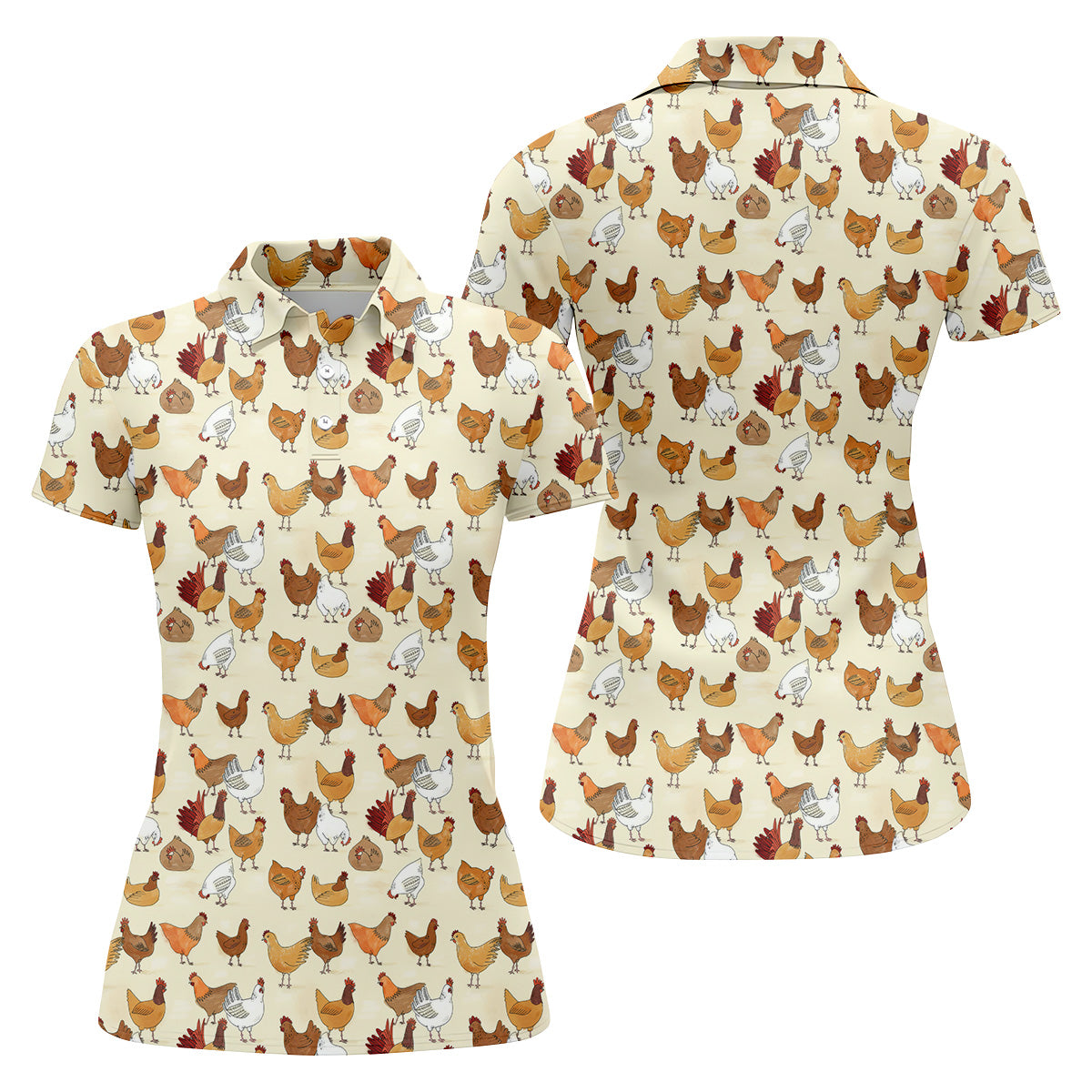 Chicken Family Funny Womens Golf Polo ShirtChicken Lover Gifts, Custom Ladies Golf Shirt