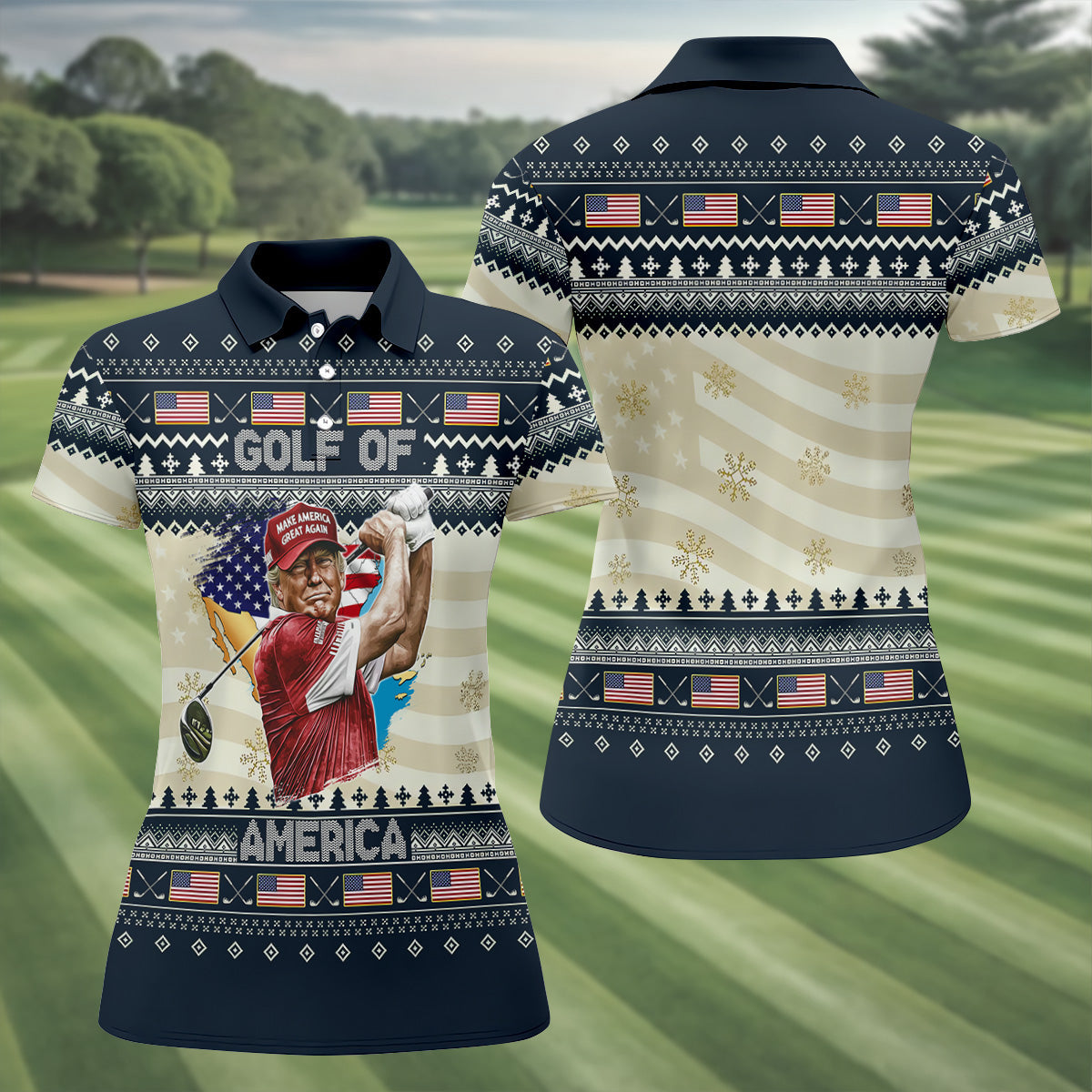 Trump Golf Of America Christmas Golf Shirt Women's Golf Clothes, Ladies Golf Shirts, Ladies Golf Polos