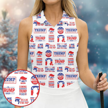 Coming Soon Trump Pattern Christmas Golf Tops For Women, Christmas Golf Shirt, Women Golf Apparel