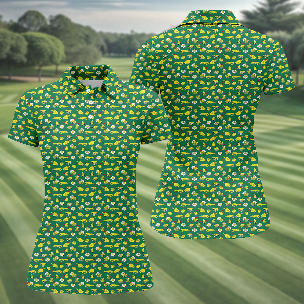 Fried Egg Sandwich Aligator Beer Fun Women's Golf Shirts, Ladies Golf Shirts, Women's Polo Shirt