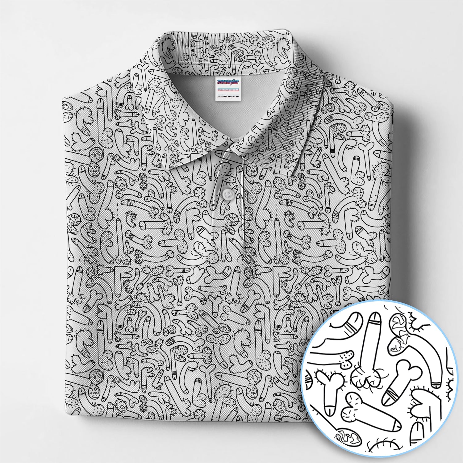 Funny Doodle Pattern Golf Shirt, Crazy Golf Polos For Golfer, Golf Gift For Men