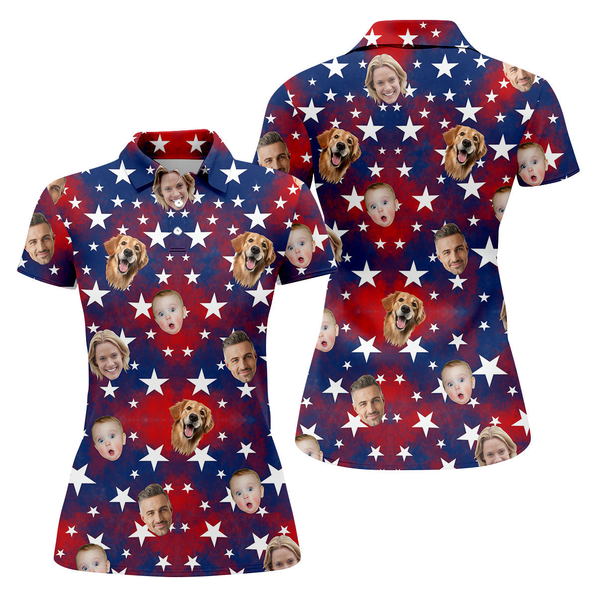 Golf Shirt Women, America Flag Golf Shirt For Ladies, Personalized Dog Shirts, Womens Golf Polo