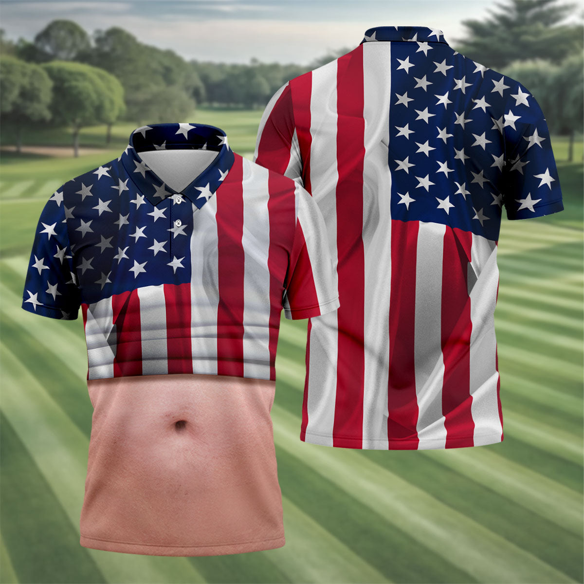 US Flag Pattern 250 Years Men's Funny Golf Polo Shirts, Father's Day Golf Shirt, Golf Gift For Dad