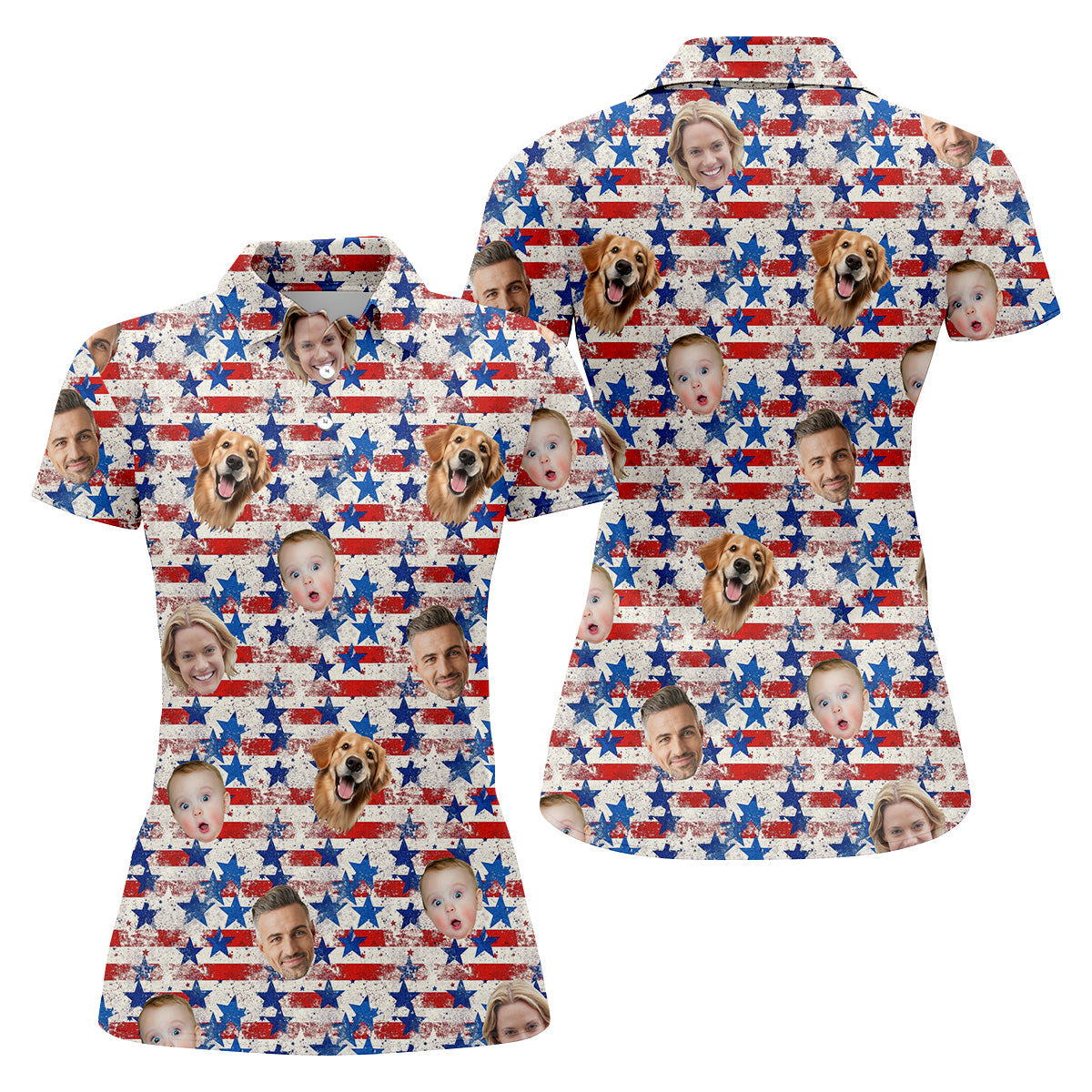 Patriotic Golf Shirt, USA Golf Shirt For Ladies, Women's Golf Polo Shirt Womens Golf Polo, Custom Pet Shirt