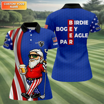 Patriotic Man Golf And Beer Funny 4th Of July Navy Golf Shirt, 250 Years Of America Women's Golf Tops