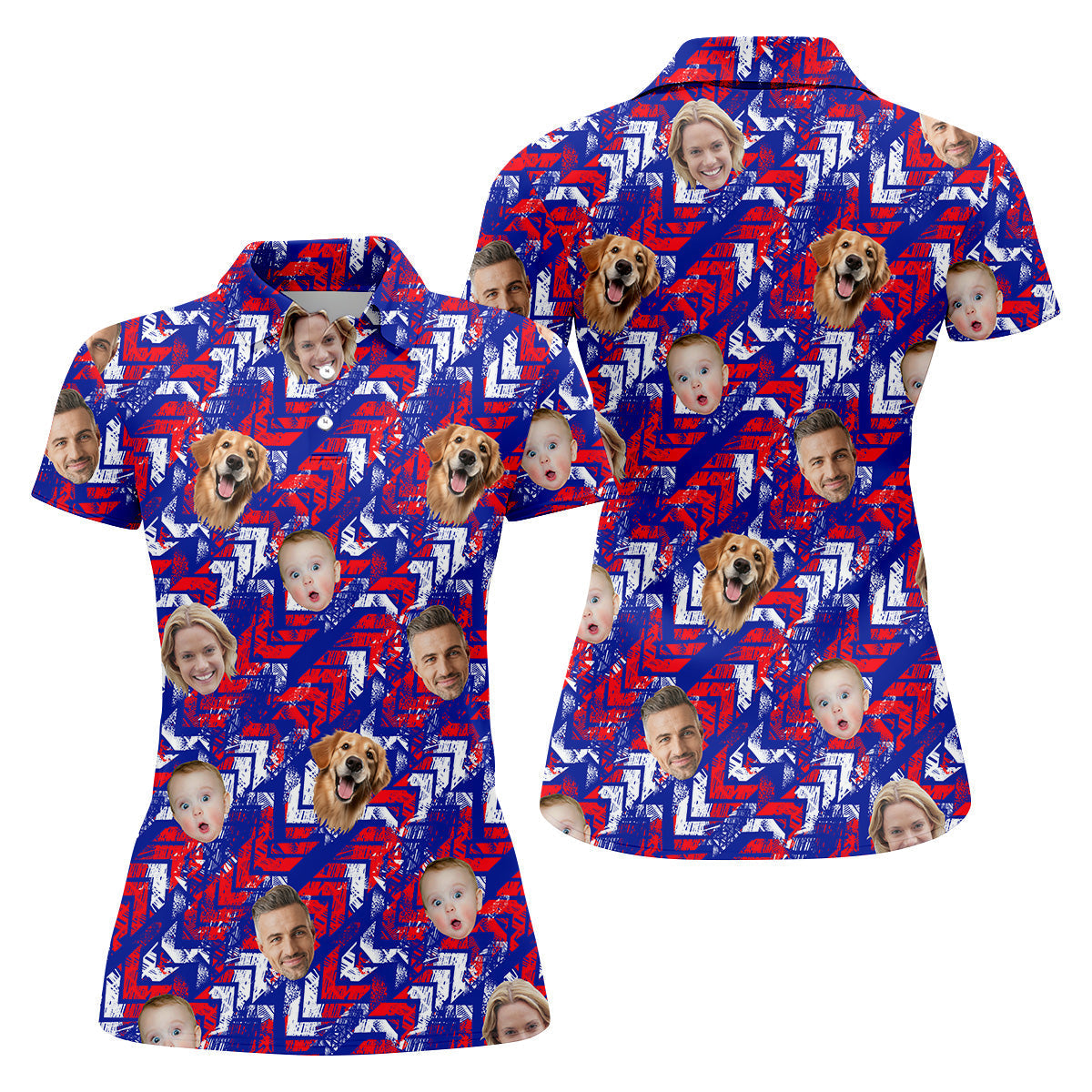 Family Portrait Golf Shirt, Ladies Golf Shirt, Patriotic Golf Polos, Custom Face Shirt, Womens Golf Shirts