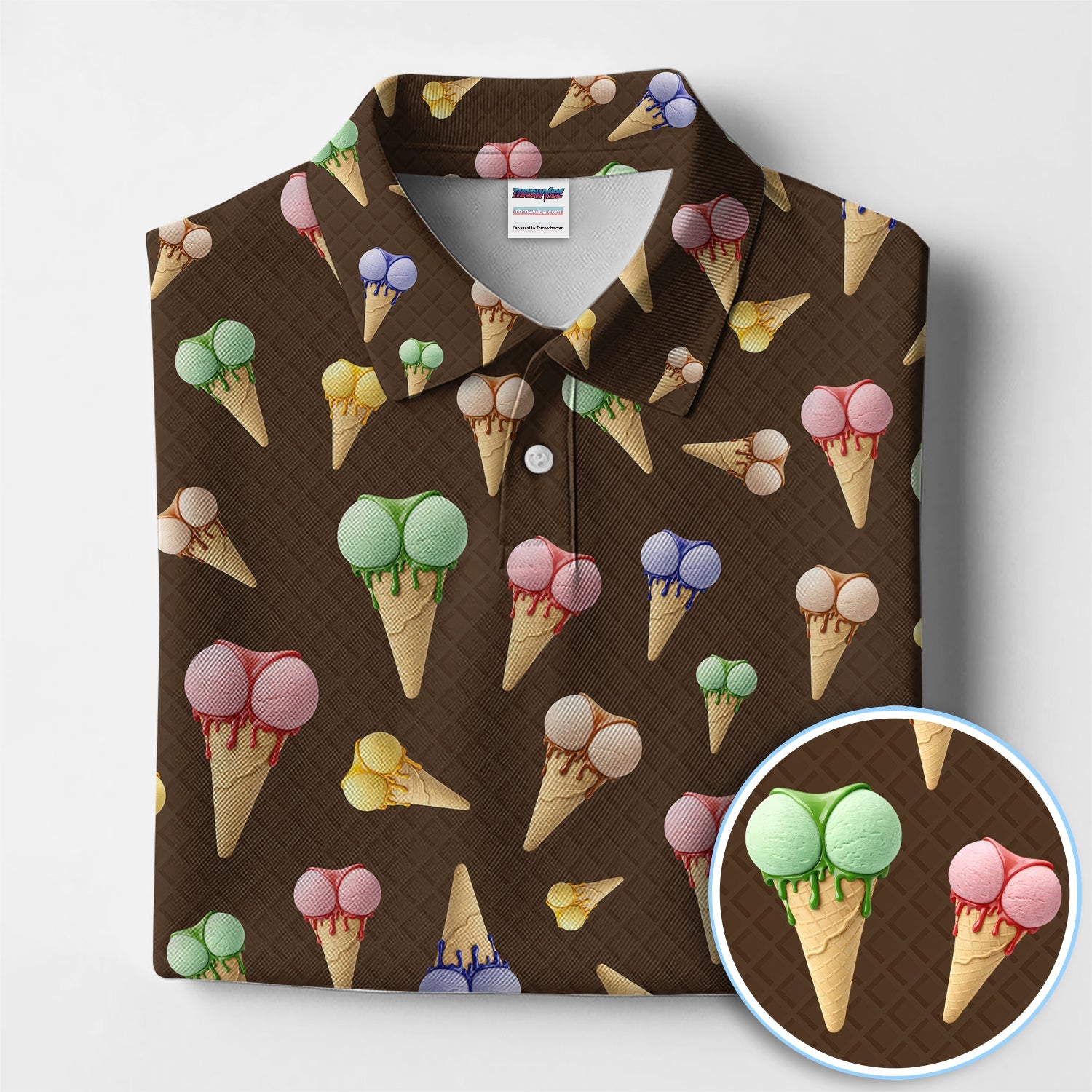 Ice Cream Pattern Golf Polos, Funny Golf Shirt For Golfer, Golf Gift For Men