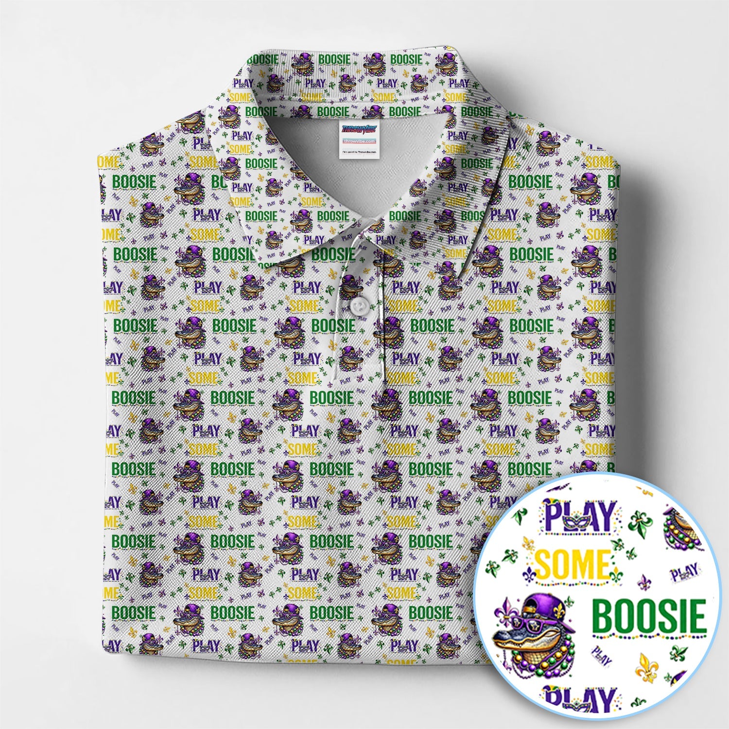 Play Some Boosie Pattern Golf Shirt, Mardi Gras Golf Polos For Golfer, Men Golf Gift