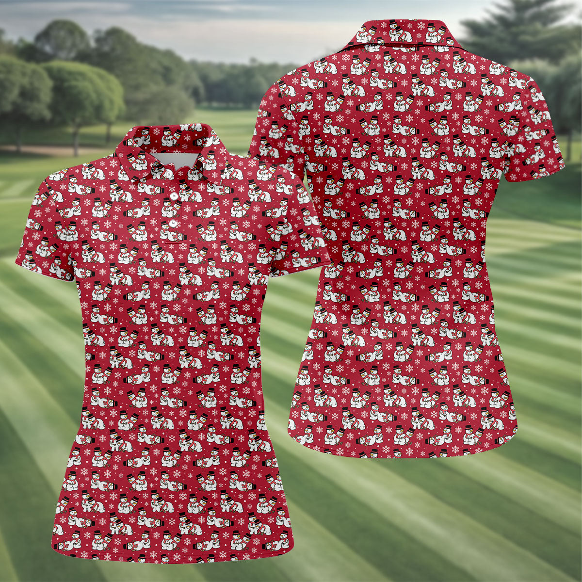 Naughty Snowman Red Golf Shirt, Christmas Golf Shirt, Fun Women's Golf Shirts, Ladies Golf Polos