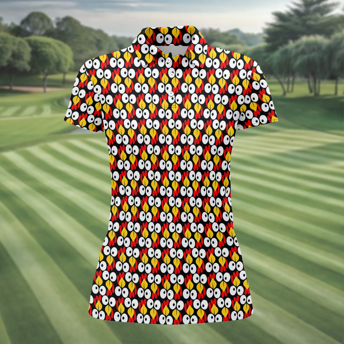 Funny Turkey Thanksgiving Ladies Golf Tops, Fun Women's Golf Shirts, Ladies Golf Polos, Golfing Apparel