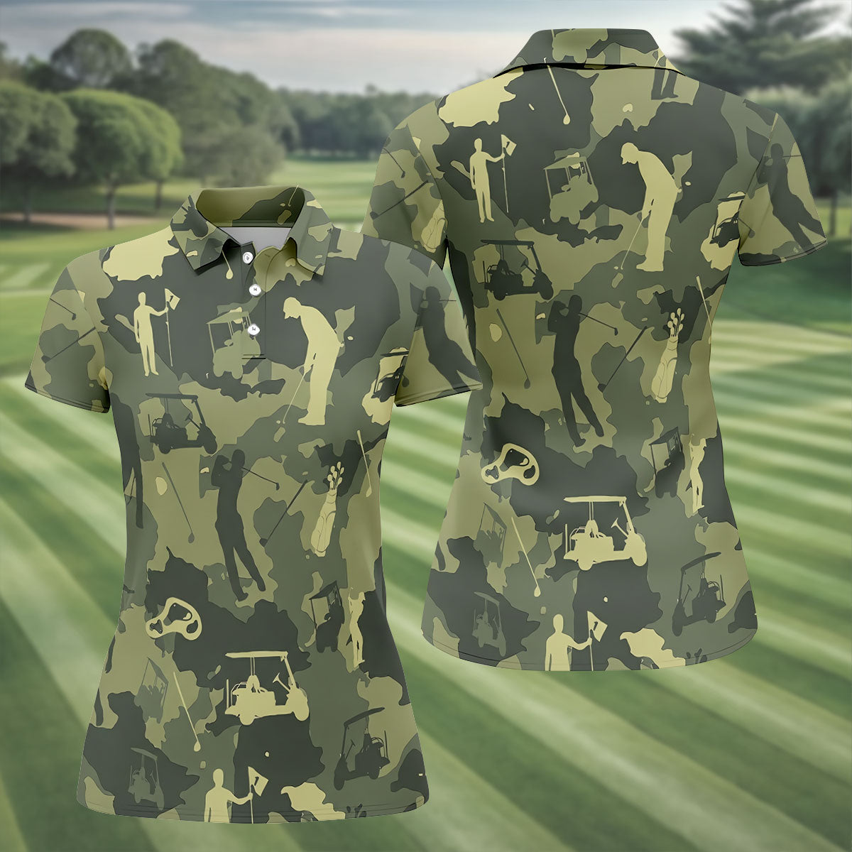 Golf Pose Camo Golf Shirt, Ladies Golf Tops, Golf Shirt For Women, Ladies Golf Shirts
