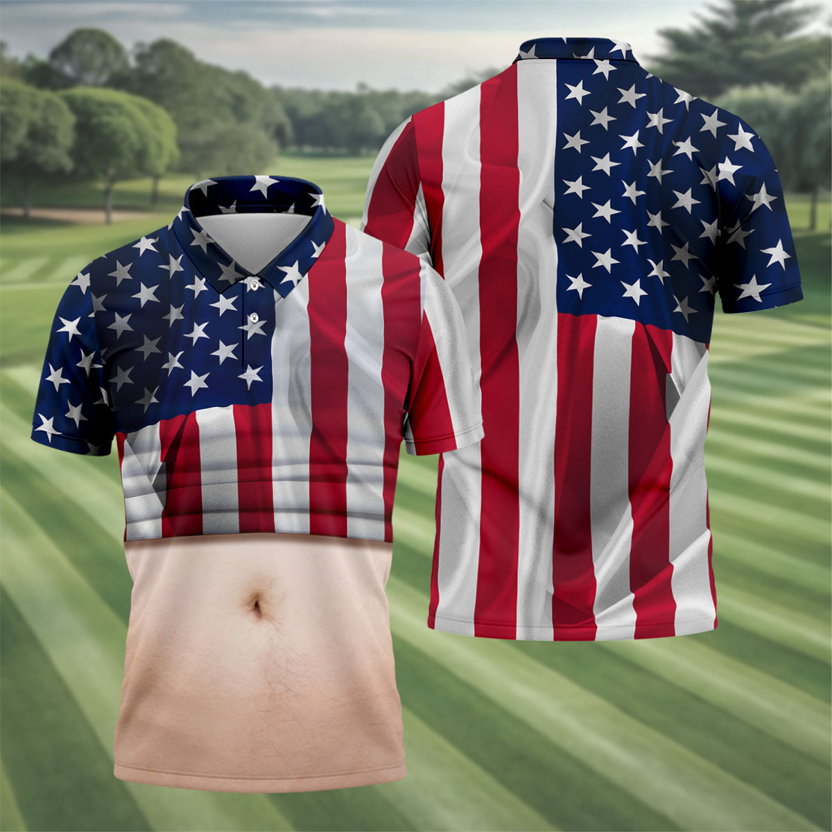 US Flag Pattern 250 Years Men's Funny Golf Polo Shirts, Father's Day Golf Shirt, Golf Gift For Dad