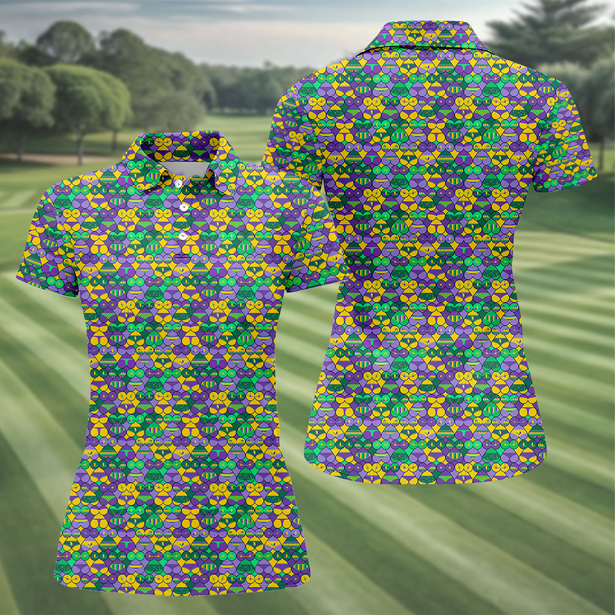 Adult Humor Naughty Fun Mardi Gras Golf Shirt, Women's Golf Shirts, Ladies Golf Polos, Golf Shirt For Women