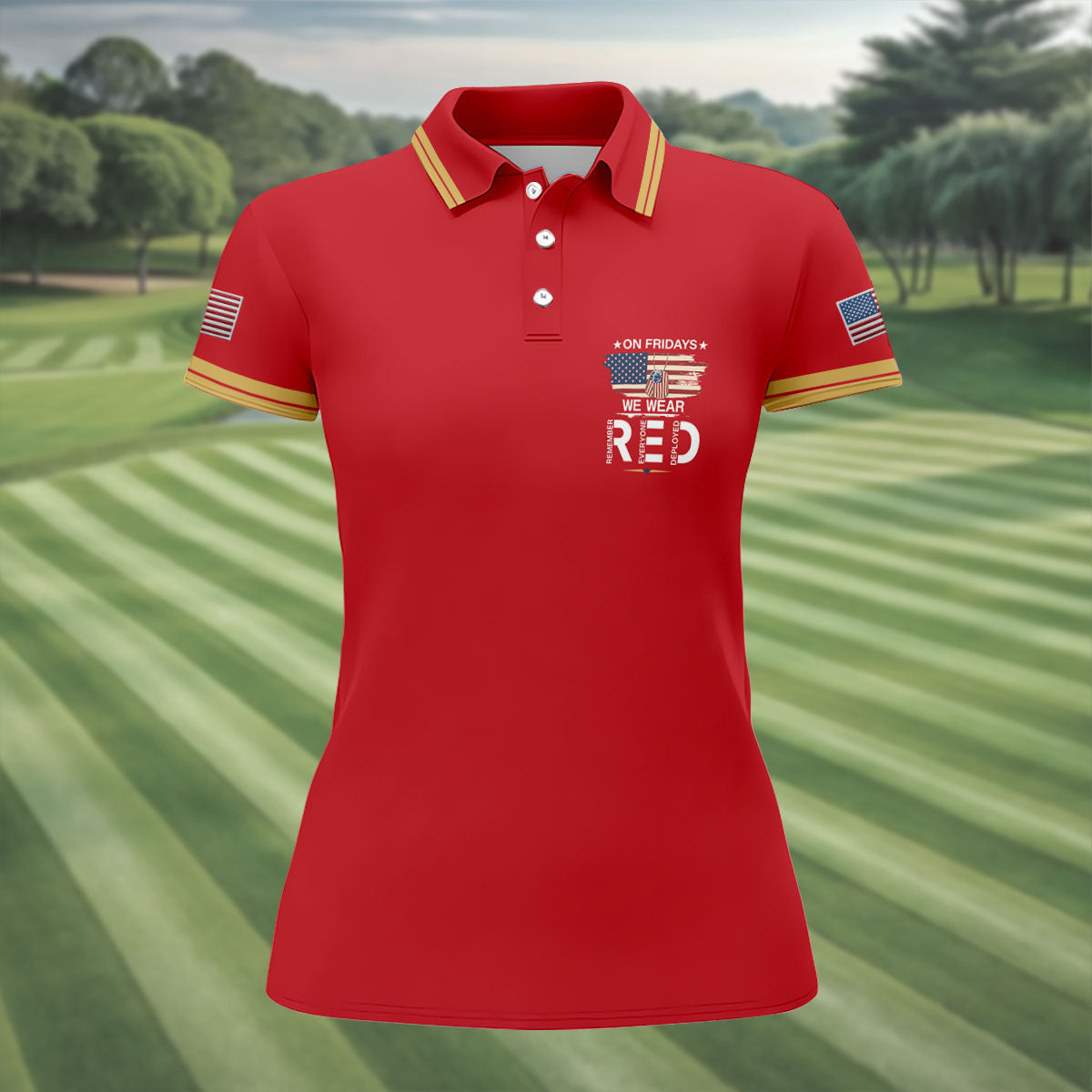 On Friday We Wear Red Patriotic 4th Of July Golf Shirt, 250 Years Women's Golf Tops