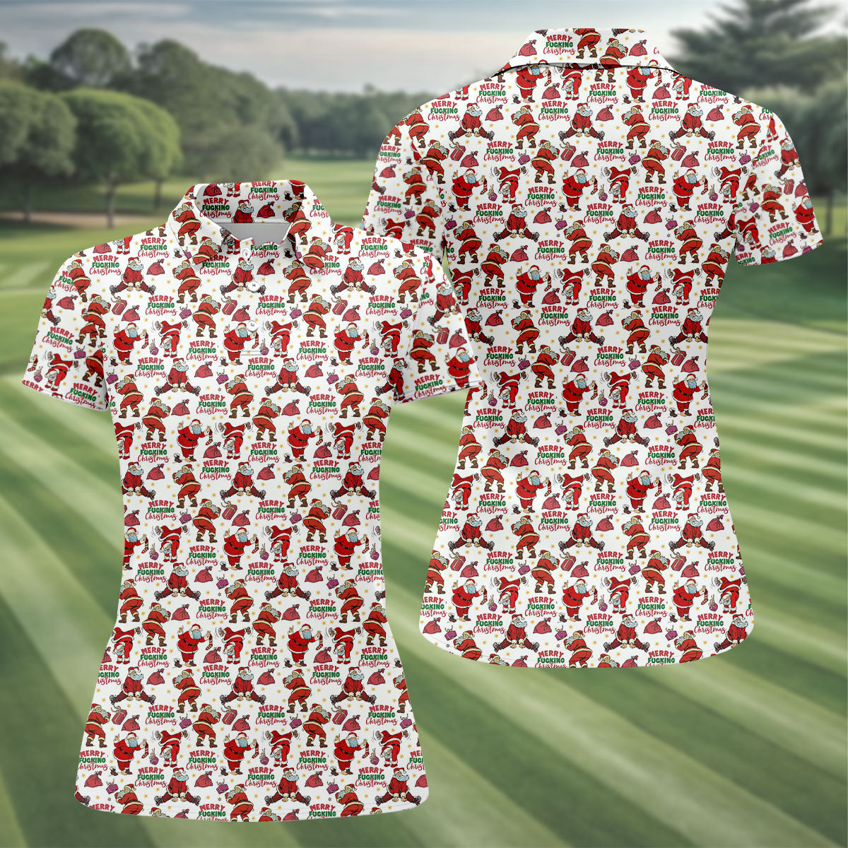 Merry Freaking Christmas Funny Santa Christmas Golf Shirt, Funny Women's Golf Outfits, Golf Gift For Ladies