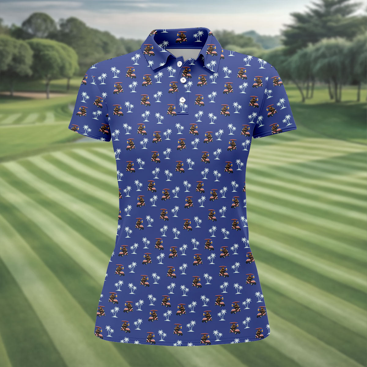 Sasquatch Beer Golf Tropical Golf Shirt, Fun Women's Golf Shirts, Women's Golf Tops, Ladies Golf Shirt