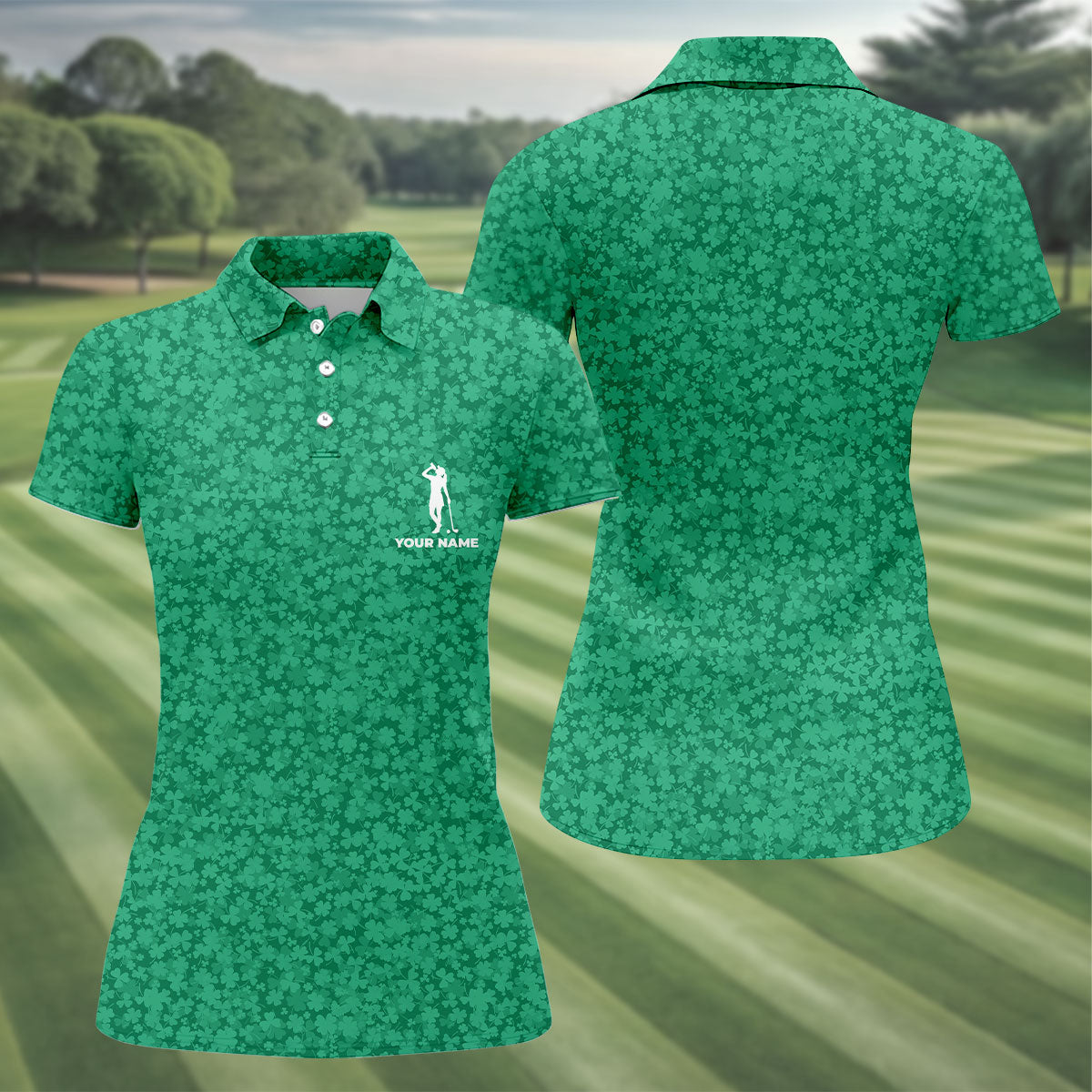 Shamrock Beer Lucky Four Leaf Clover St Patrick Day Golf Shirt, Women's Golf Shirts, Ladies Golf Polos
