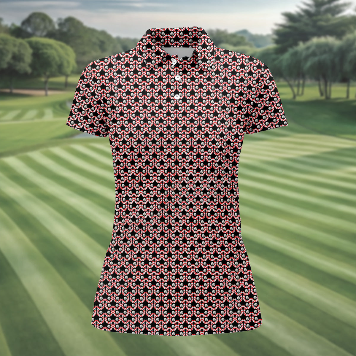 Golf Ball Candy Cane Golf Shirt, Women Golf Top, Ladies Sleeveless Tops, Women's Golf Shirts