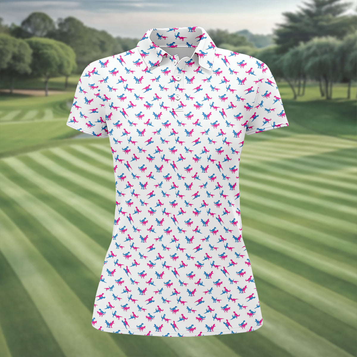 Funny Dinosaur Naughty Position Women's Golf Tops, Valentines Golf Gift, Golf Gift For Ladies