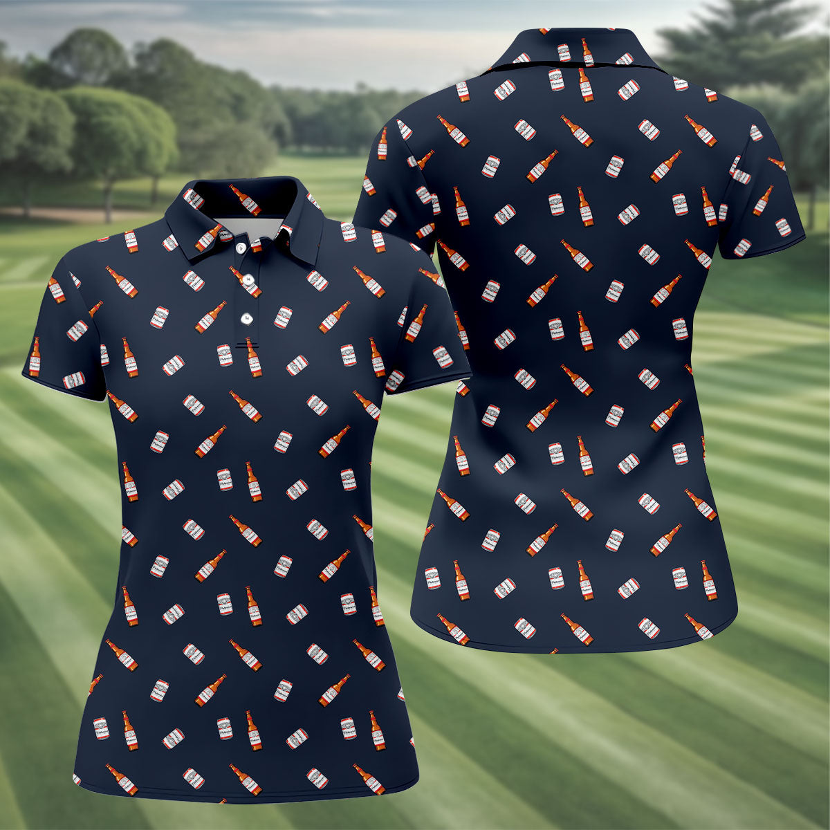 Puttweiser King Of Drive Golf And Beer Fun Women's Golf Shirts, Women's Golf Tops, Ladies Golf Shirt
