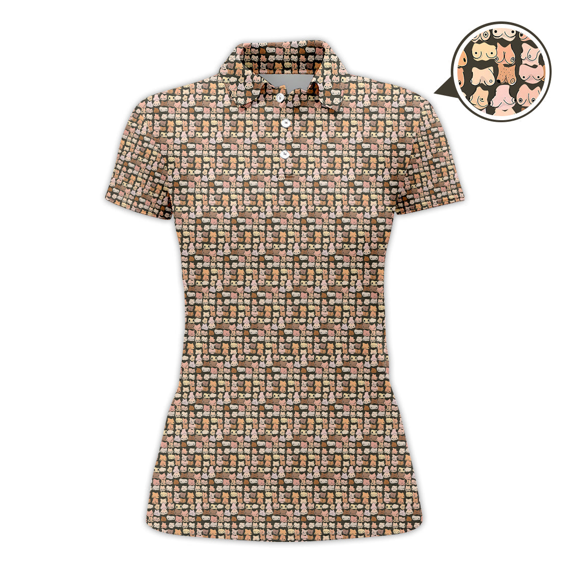 Funny Golf Shirt,  Boob Pattern Golf Polos for Men, Crazy Golf Shirts