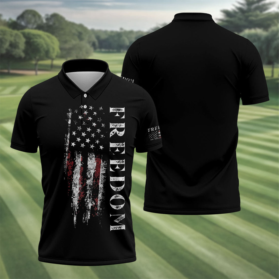 Freedom USA Distressed Flag US 250th Anniversary Golf Shirt, Patriotic Golf Shirt, Golf Shirts For Men