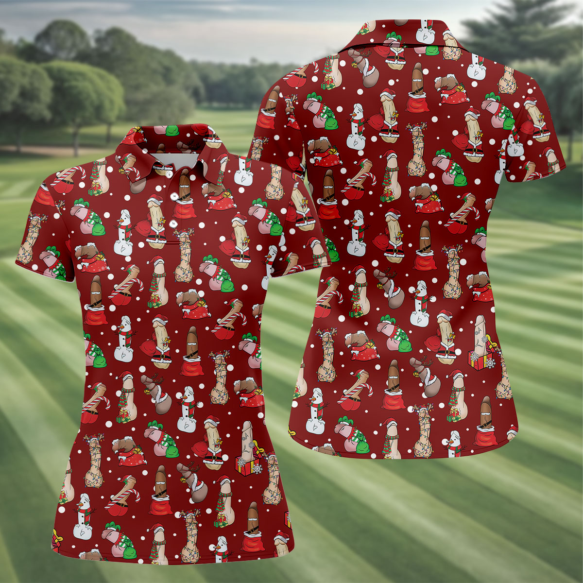Naughty Santa Hat Christmas Polo Shirt Unique Gift For Golfer, Ladies Golf Shirts, Golf Gifts For Women