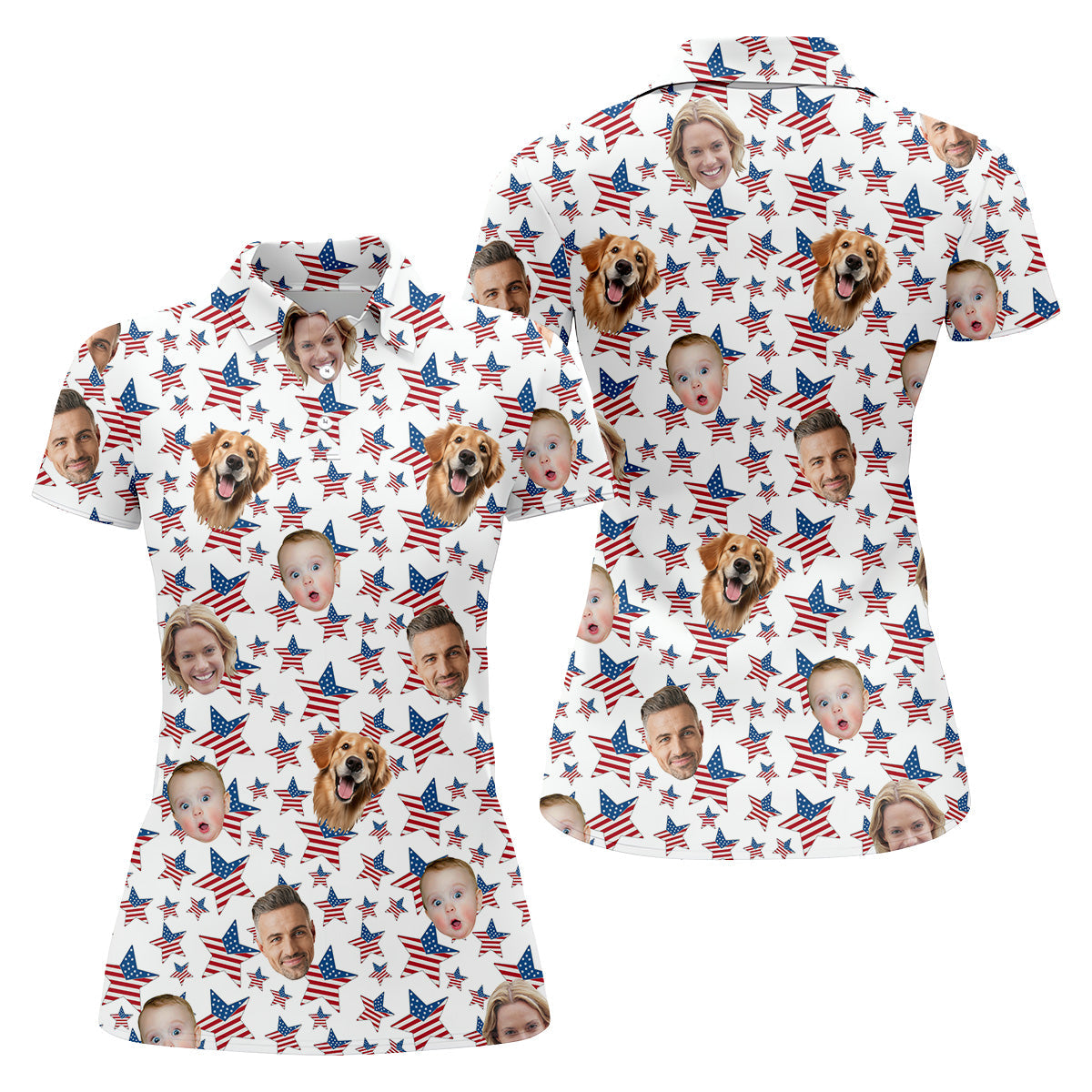 Family Portrait Golf Shirt, Custom Face Shirt, Personalized Dog Shirts, American Flag Golf Shirt, Long Sleeve Golf Shirts, Golf Tops For Women