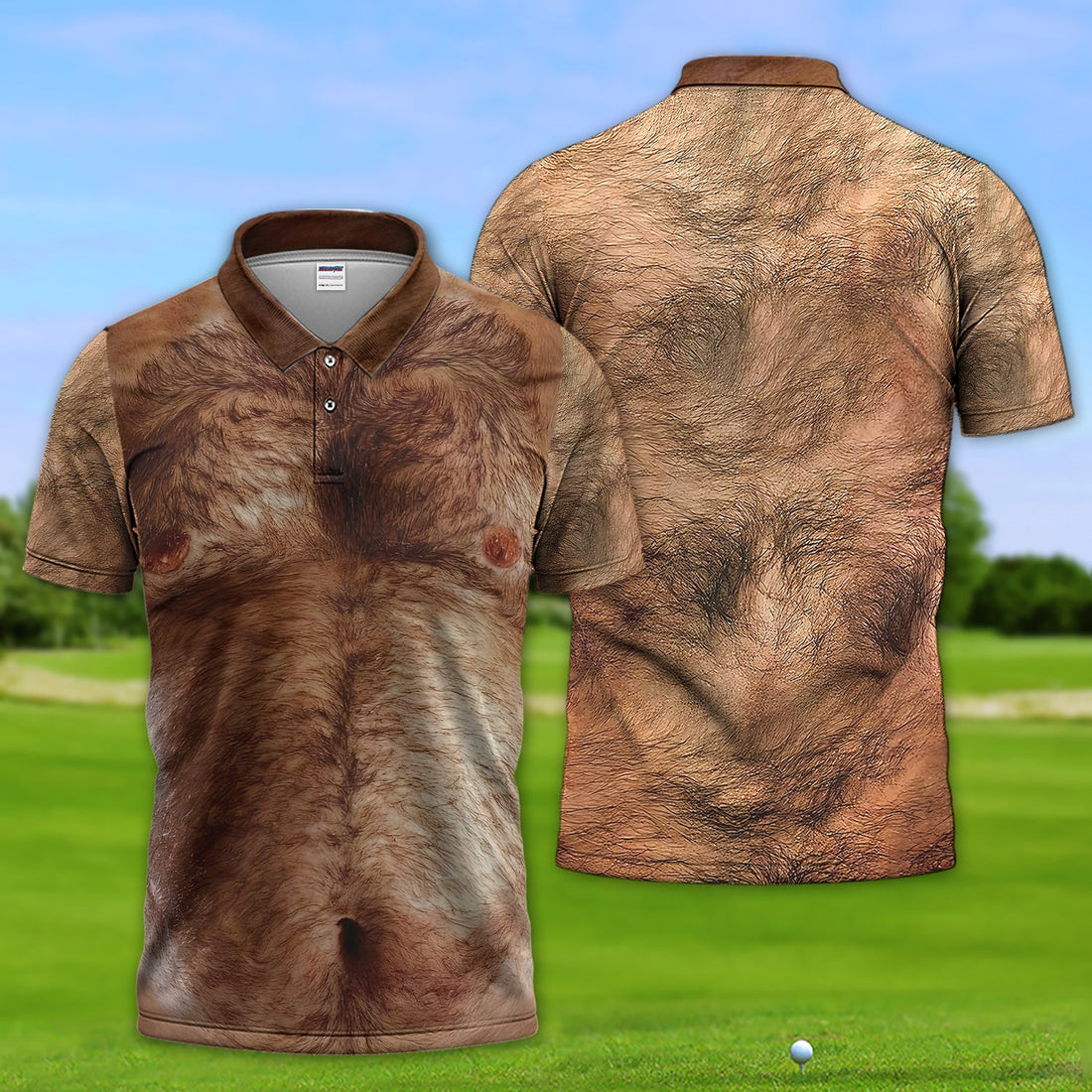 Fanient Hairy Chest Golf Polos, Funny Golf Shirt For Men, Crazy Golf Gift For Golfer