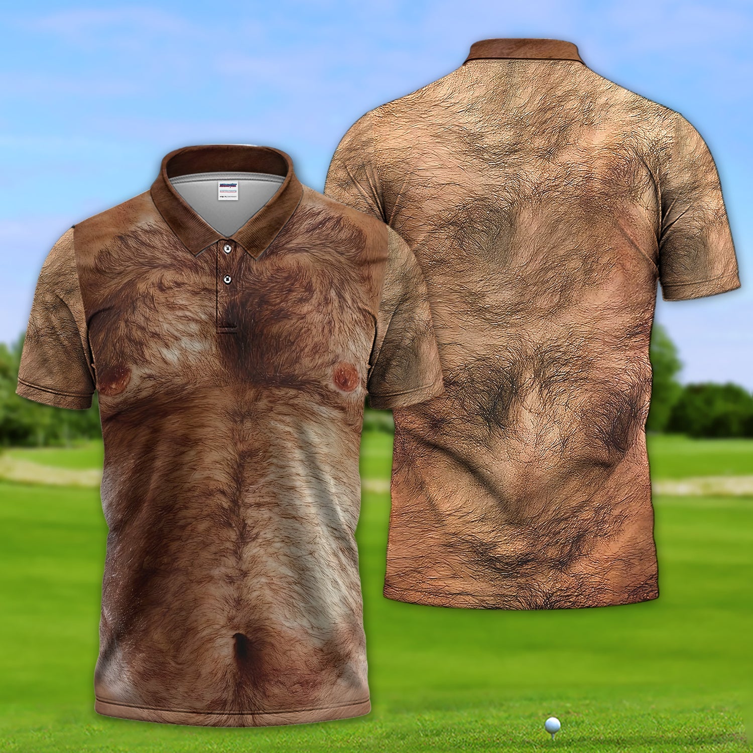 Fanient Hairy Chest Golf Polos, Funny Golf Shirt For Men, Crazy Golf Gift For Golfer