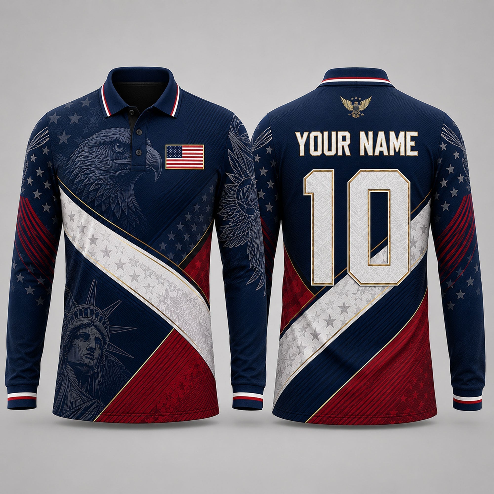 Patriotic American Flag Fooball Shirt, USA Football National Team V-Neck For Men, Football Gifts