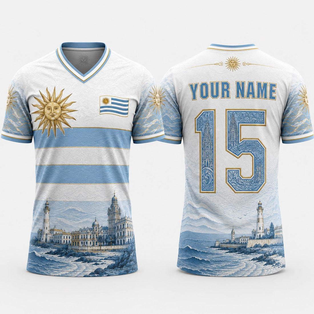 Sol de Mayo Fooball Shirt, Uruguay Flag V-Neck For Men Football Lover, Football Gifts