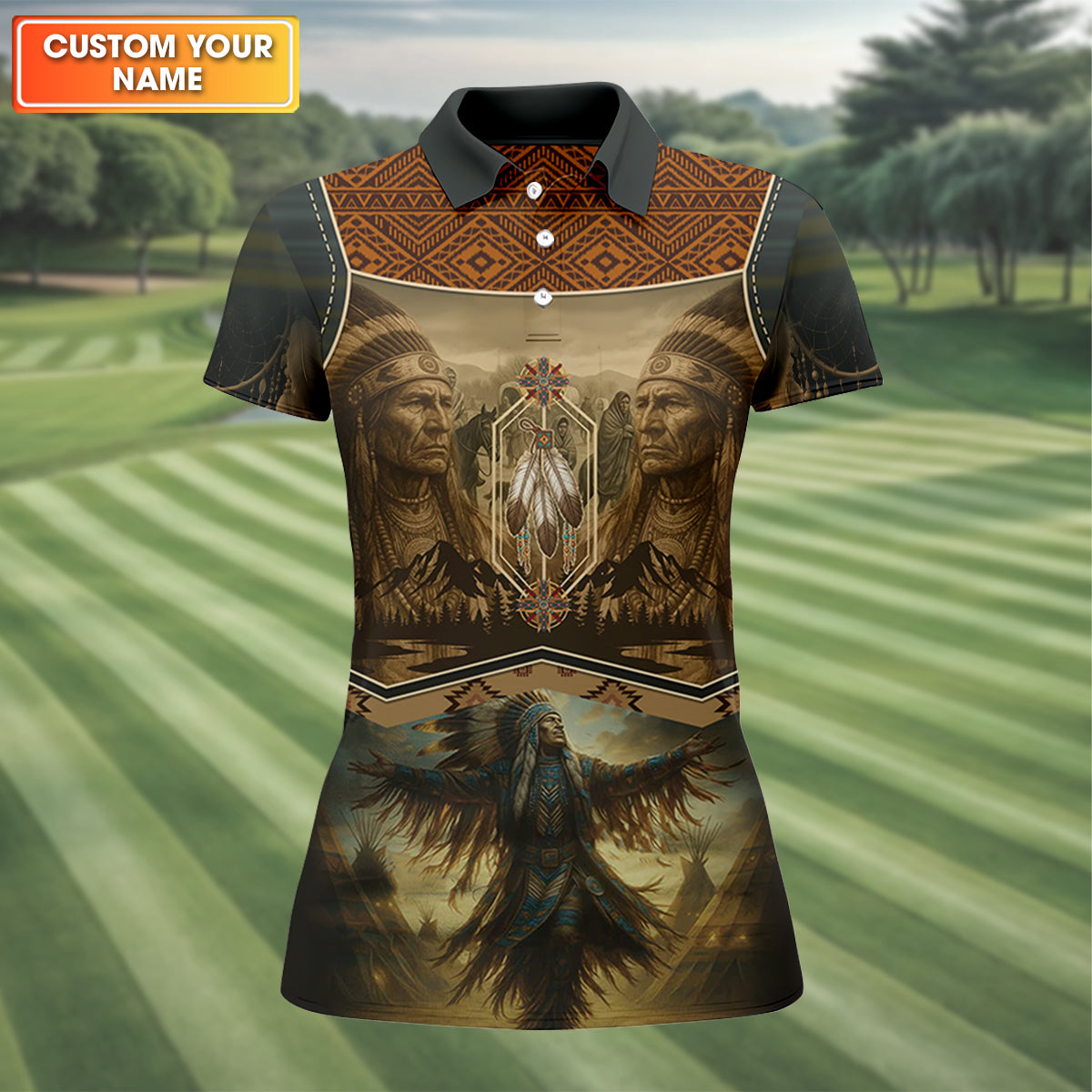 Spirit of the Ancestors Women's Golf Tops, Native American Ancestry Ladies Golf Polos, Indigenous Peoples Month