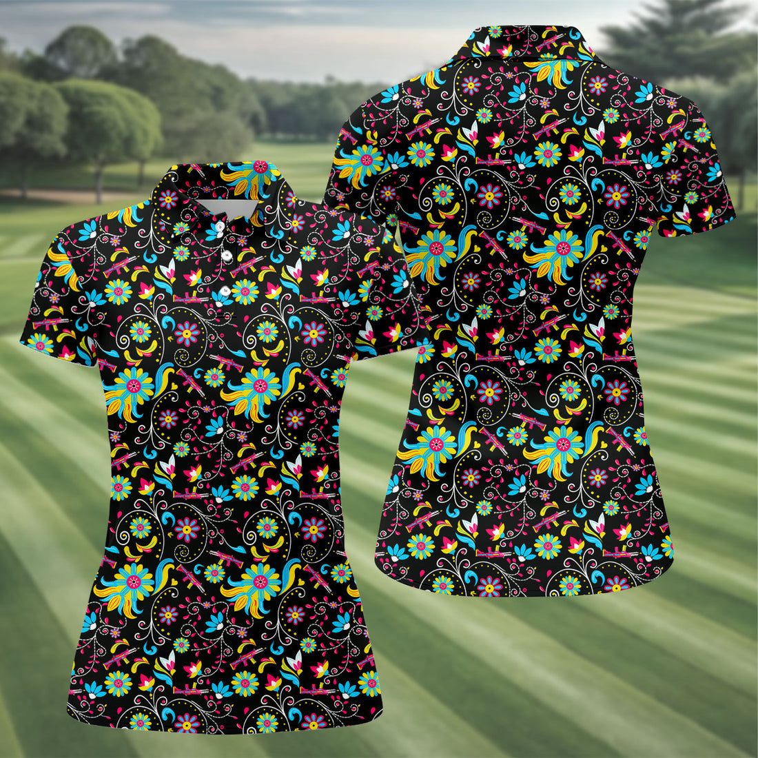 Flores De Mayo Cinco De Mayo Celebration Fiesta Themed Tropical Pattern Golf Shirt For Women