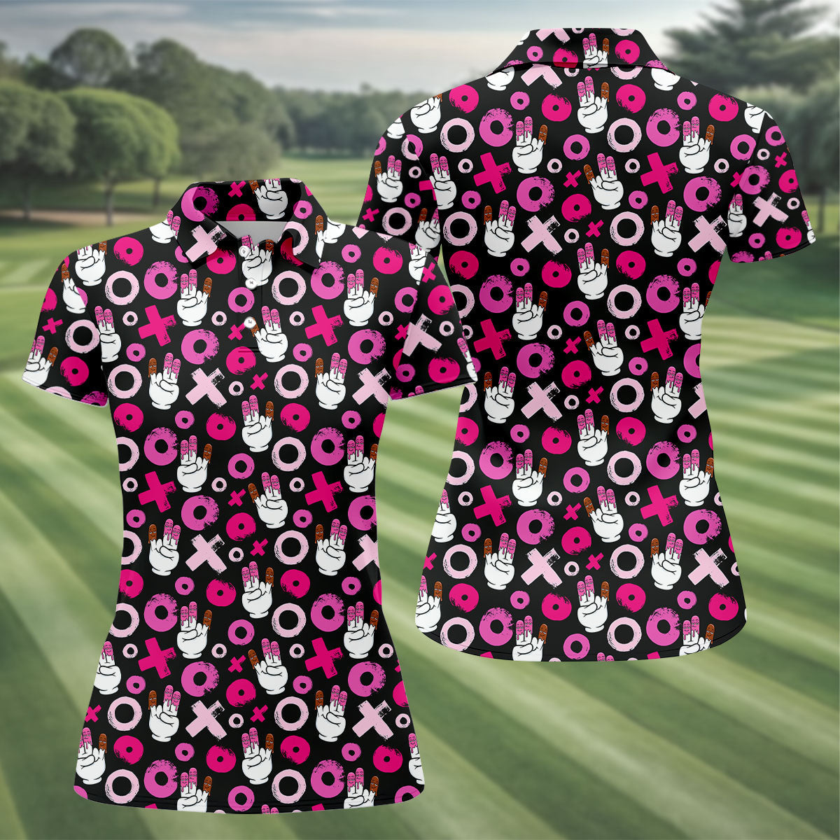 Chocolate Fingers Adult Humor XOXO Fun Women's Golf Shirts, Valentines Golf Gift, Women's Golf Tops