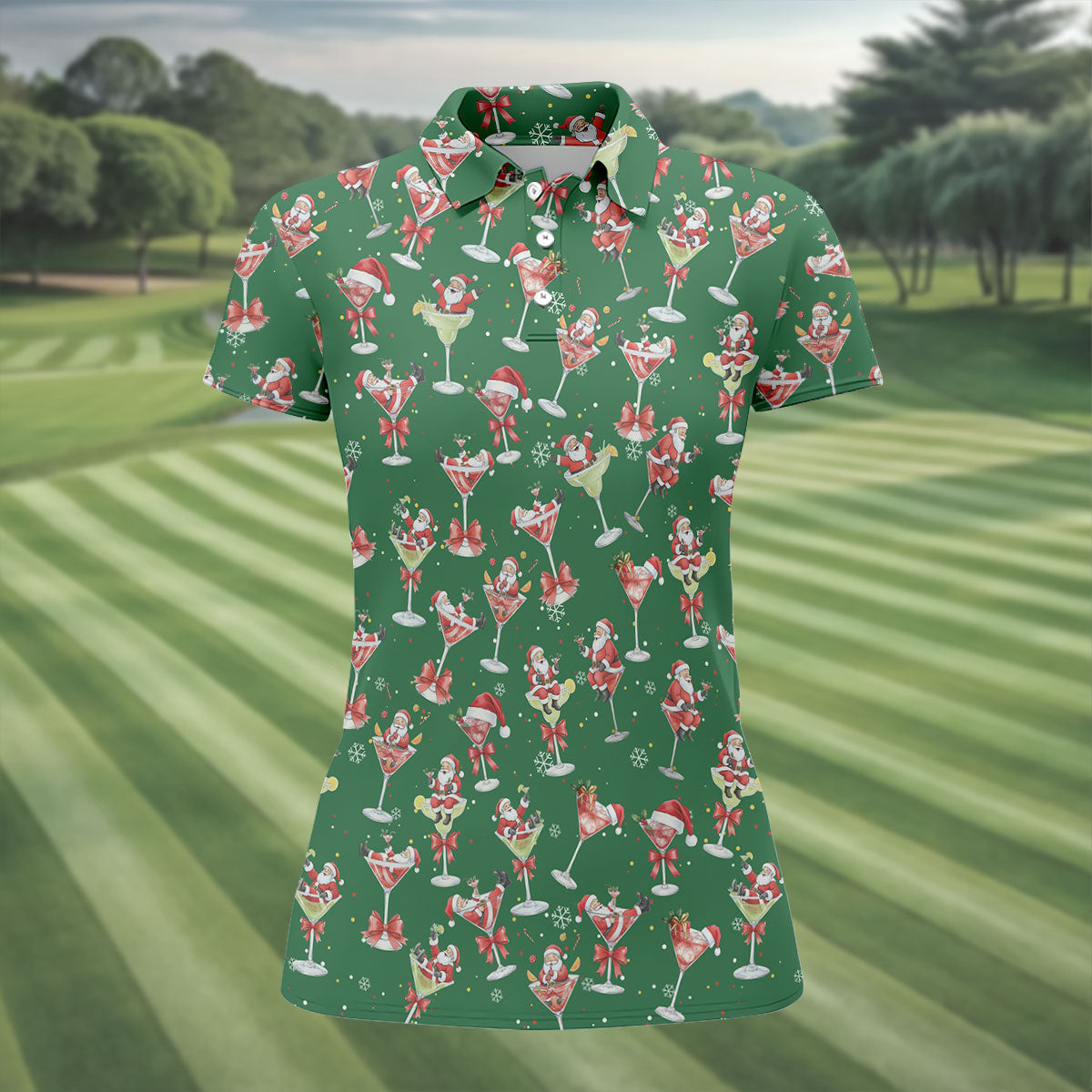 Santa Claus Margarita Christmas Shirt Golf Polo Shirt Unique Gift For Golfer, Golf Gifts For Women