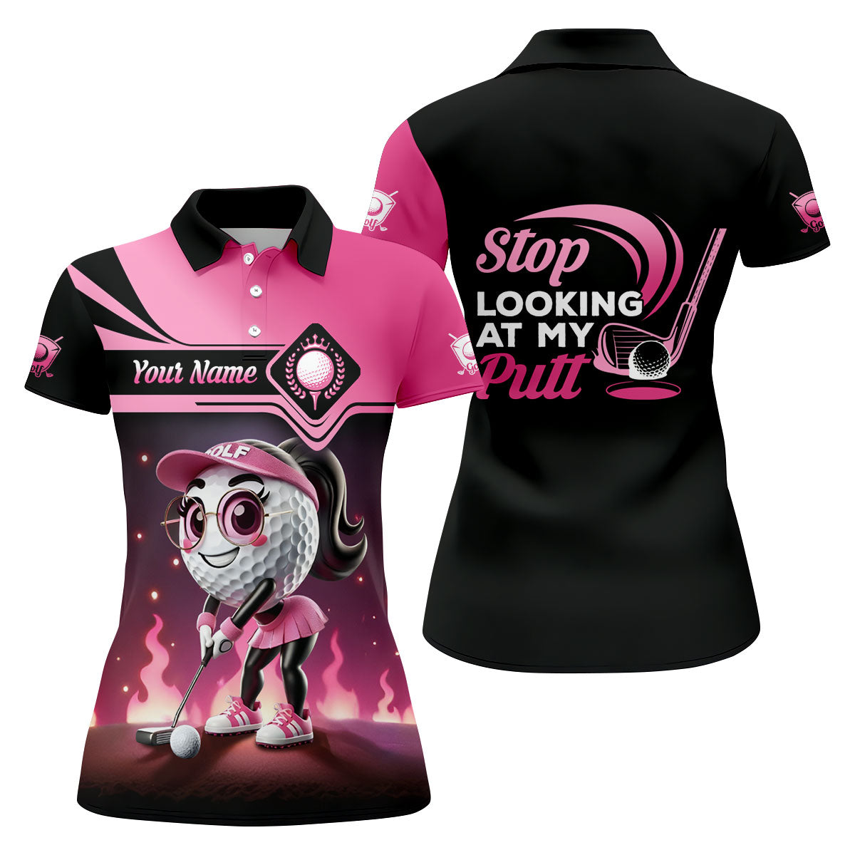 Stop Looking At My Putt Personalized Golf Polo ShirtWomens Golf Gifts, Mothers Day Gifts