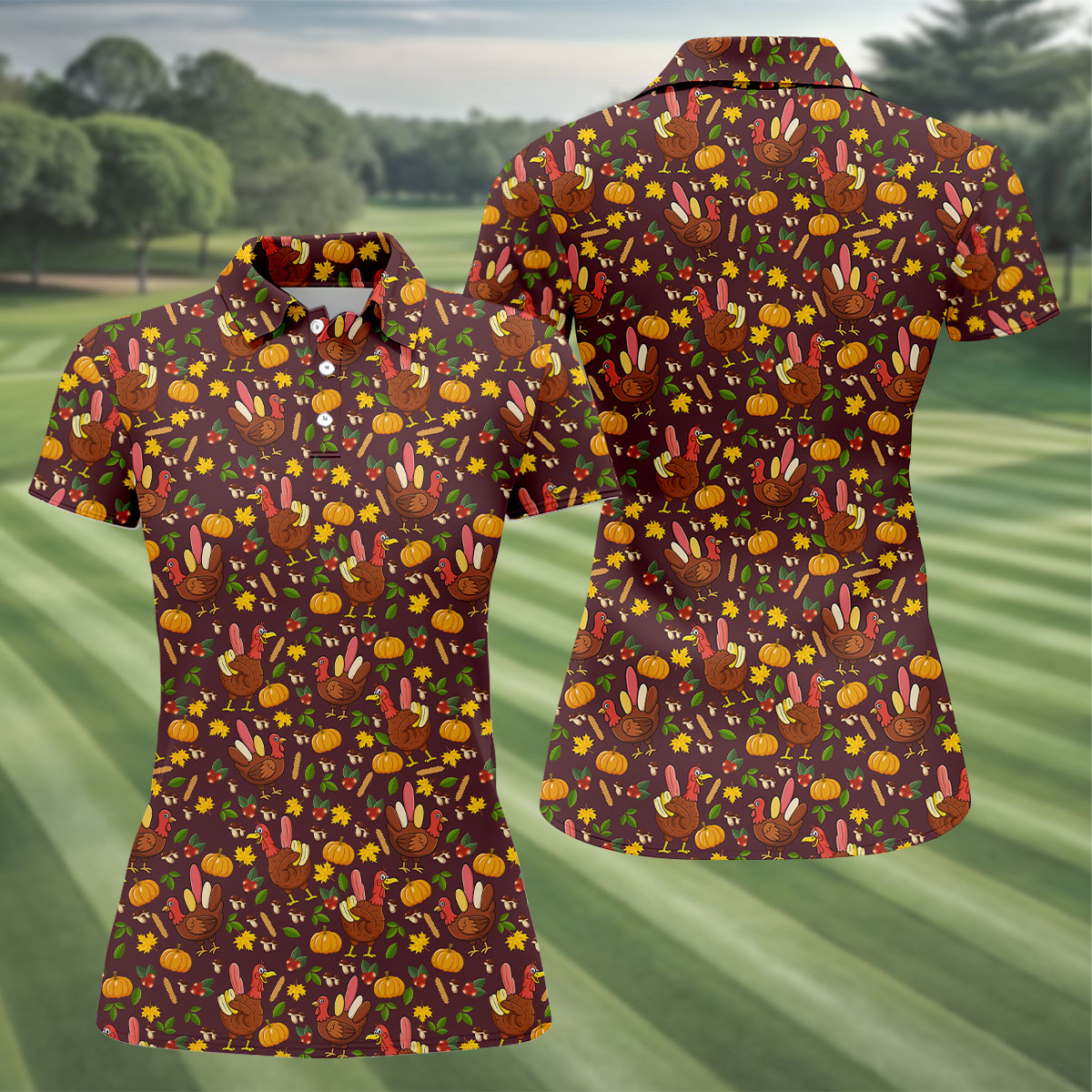 Funny Thanksgiving Ladies Golf Tops, Golf Shirt For Women, Unique Gift For Golfer